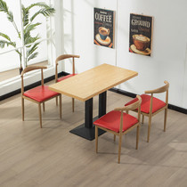 Imitation Solid Wood Iron Art Horn Chair Themed Dining Table And Chairs Combined Casual Canteen Restaurant One Table Four Chair Milk Tea Shop Burger