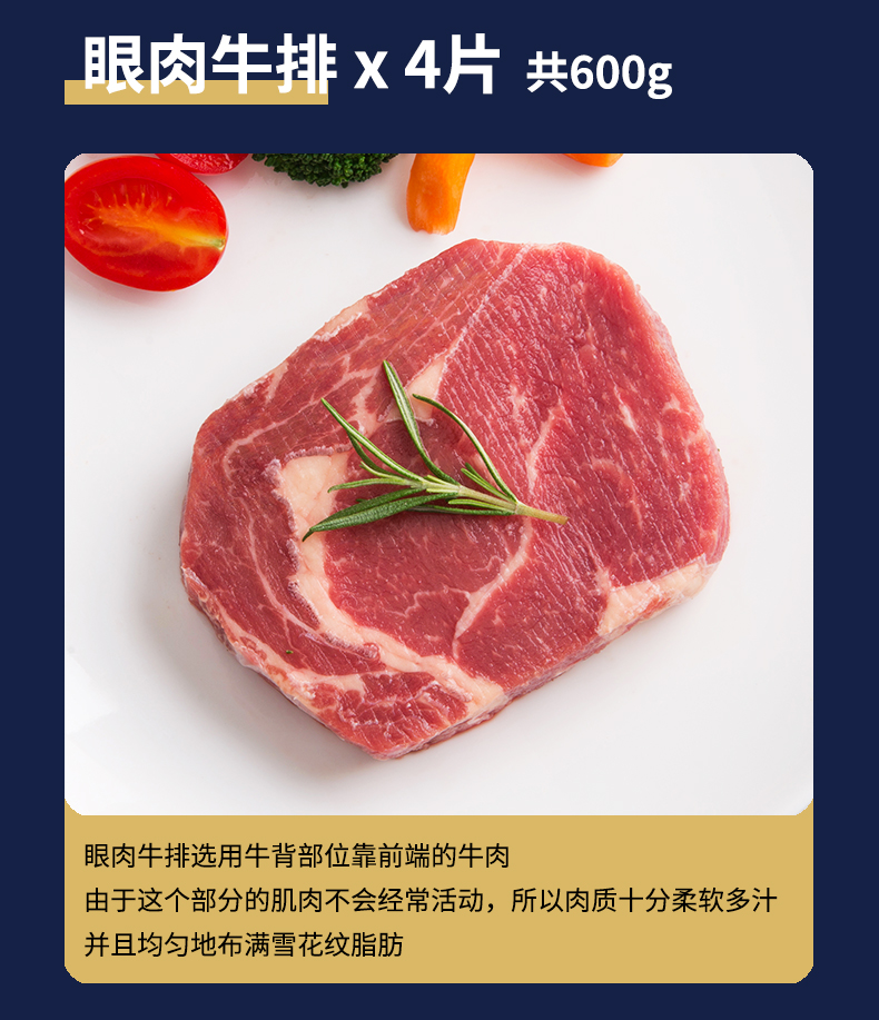 【塔斯蒂】牛排原切沙朗眼肉板腱包装厚切