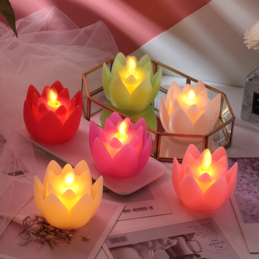 led lotus lamp electronic candle lamp wick swing festival blessing luminous activity praying hand holding red smoke-free