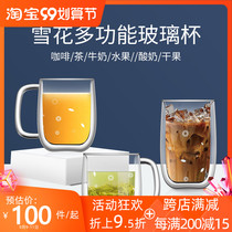Coffee cup small exquisite set Cup Taiwan xiandeman imported double glass glass cup anti-hot glass tea cup water Cup