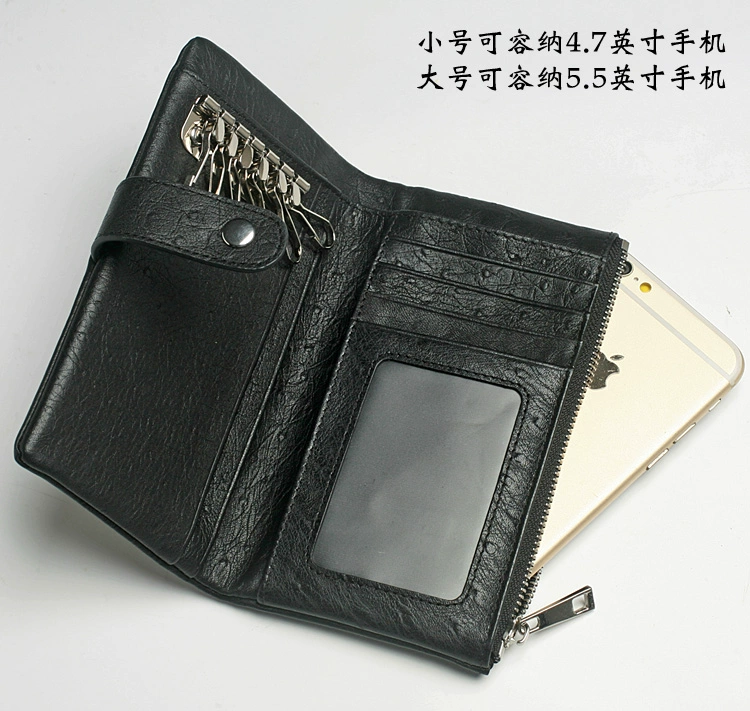 Của nam giới da túi chìa khóa da mềm da bò đa năng coin purse thẻ gói hai trong một chiếc xe dung lượng lớn lưu trữ