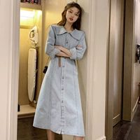 Элитная длинная юбка, лонгслив, осеннее джинсовое платье, изысканный стиль