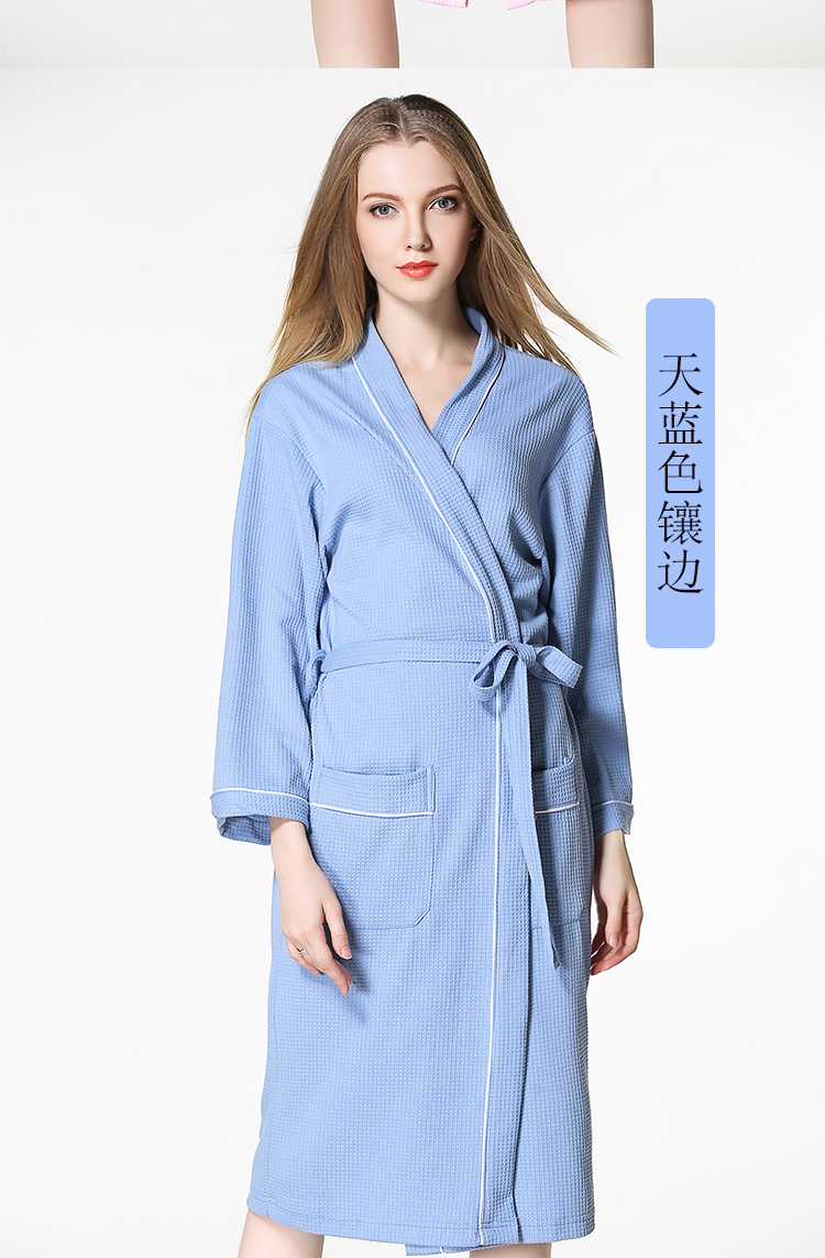 Áo choàng mùa hè áo choàng mùa hè mỏng phần thấm hút dịch vụ nhà áo ngủ nam dày đôi khách sạn nam và nữ áo choàng tắm áo choàng - Night Robe đồ ngủ nữ