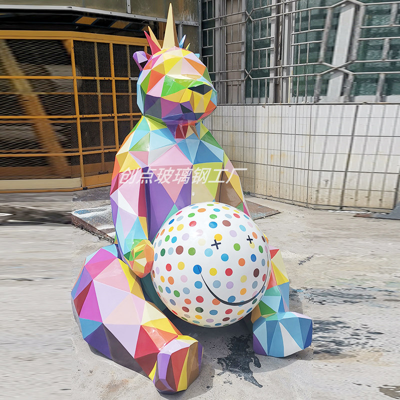 GRP Sculpture Custom Geometric Tangent Plane Bear Fauna Landscape Garden Katong People Figurines Statue Large Floor Pendulum-Taobao