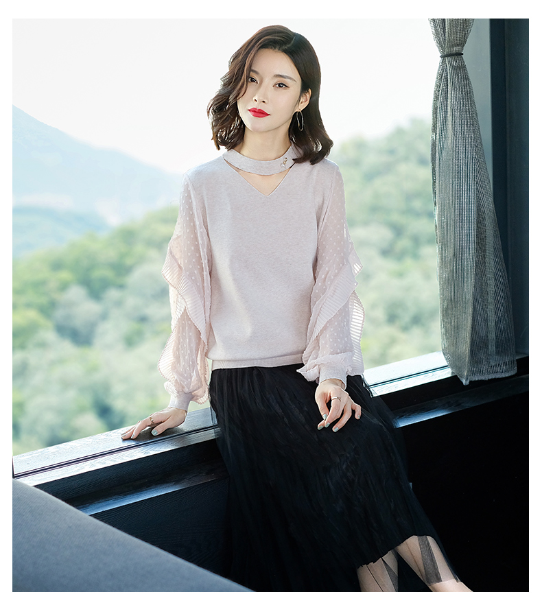 Mùa xuân 2019 áo len nữ mới dành cho nữ diện ngắn mùa xuân 2018 mùa thu và mùa đông buông lơi phần mỏng v-cổ đan - Áo / áo thun áo nữ cao cấp
