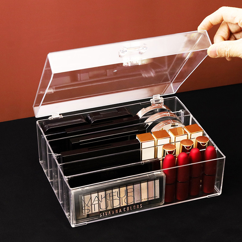 Storage powder cake display stand cosmetics lipstick lip balm storage box female air cushion blush eye shadow tray thick section can be separated