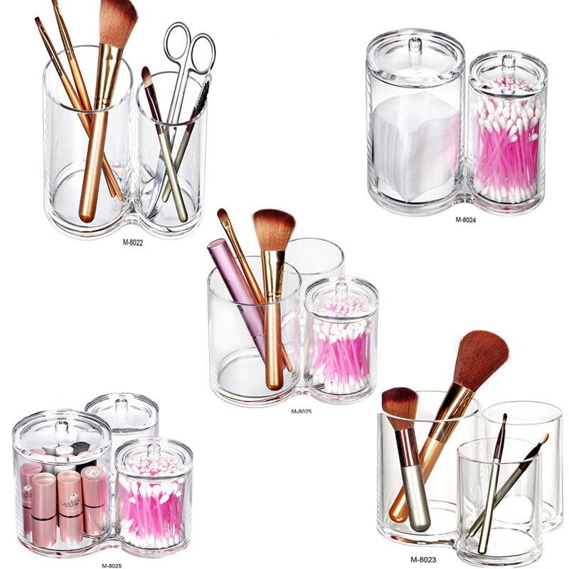 Natto Cotton Stick Makeup Cotton Containing Box Beauty Brush Brow Brush Tube Toothpaste Comb Tool Transparent Desktop Acrylic