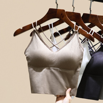 Knitted beauty back cross camisole Vest Womens interior 2021 New wear tide Net red explosion bra bottoming coat