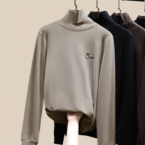 High collar develvet base shirt womens autumn and winter 2020 new foreign style interior long sleeve double-sided velvet thickened shirtless top