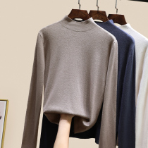 Semi-high neck knitted base shirt womens early autumn coat thin sweater autumn 2021 New Interior spring and autumn