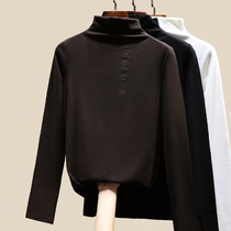 Semi-high collar grinding base shirt female autumn winter foreign style inner with thick long sleeve letter embroidery 2020 new coat