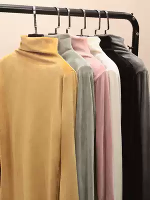 High-neck high-neck gold velvet bottoming shirt women's long-sleeved autumn and winter 2020 new slim Western style inner wild top