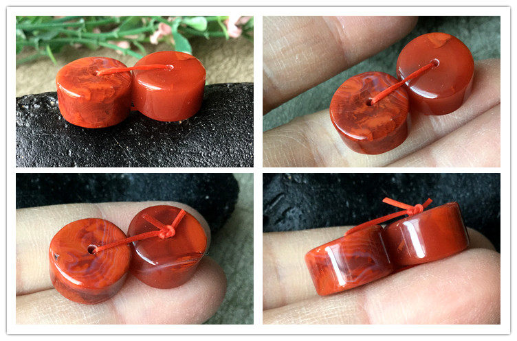 DIY аксессуары 四川九口料南红玛瑙柿子红火焰纹算盘珠隔珠车轮珠diy配件