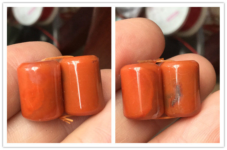 DIY аксессуары 正宗南红玉火焰红柿子红桶珠勒子顶珠橄榄珠玛瑙diy配件186
