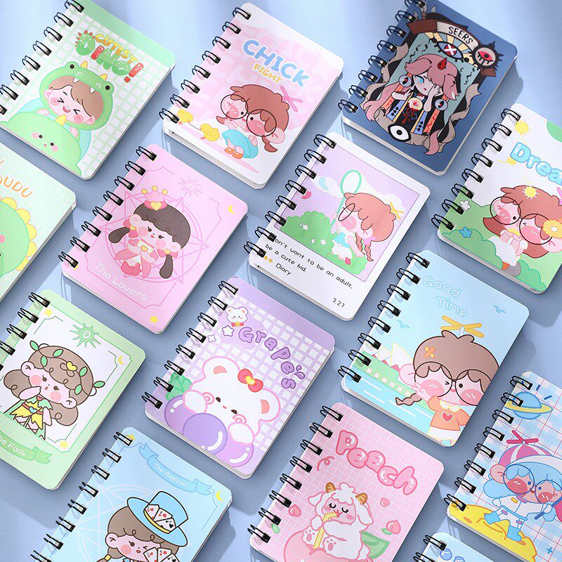 A7 side turning coil Ben 80 sheets 160 pages cartoon pattern crossline inner page student carry mini little benson-Taobao