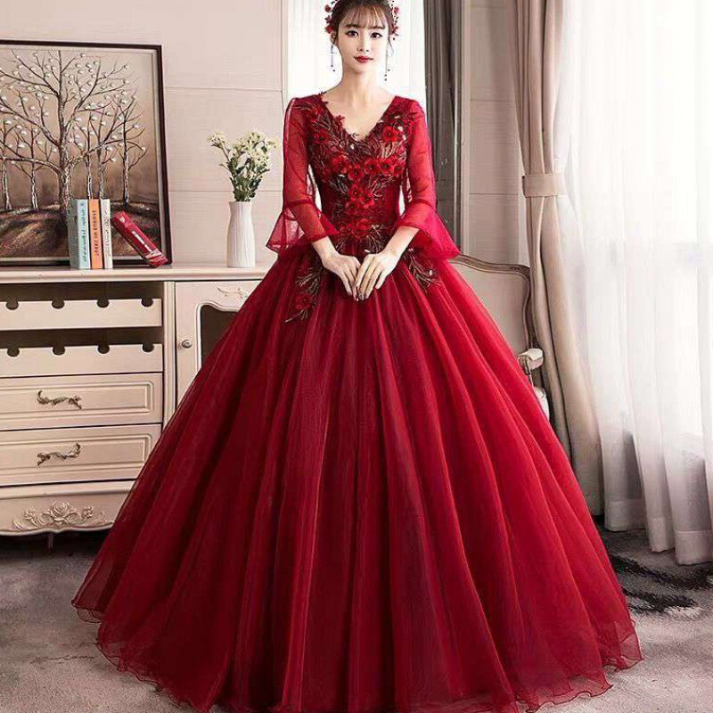 High-End Evening Dress, Tutu Skirt, Long Performance Dress for Hosting, Vocal Arts Exam, Student Bel Canto Solo Stage, Annual Meeting Dress