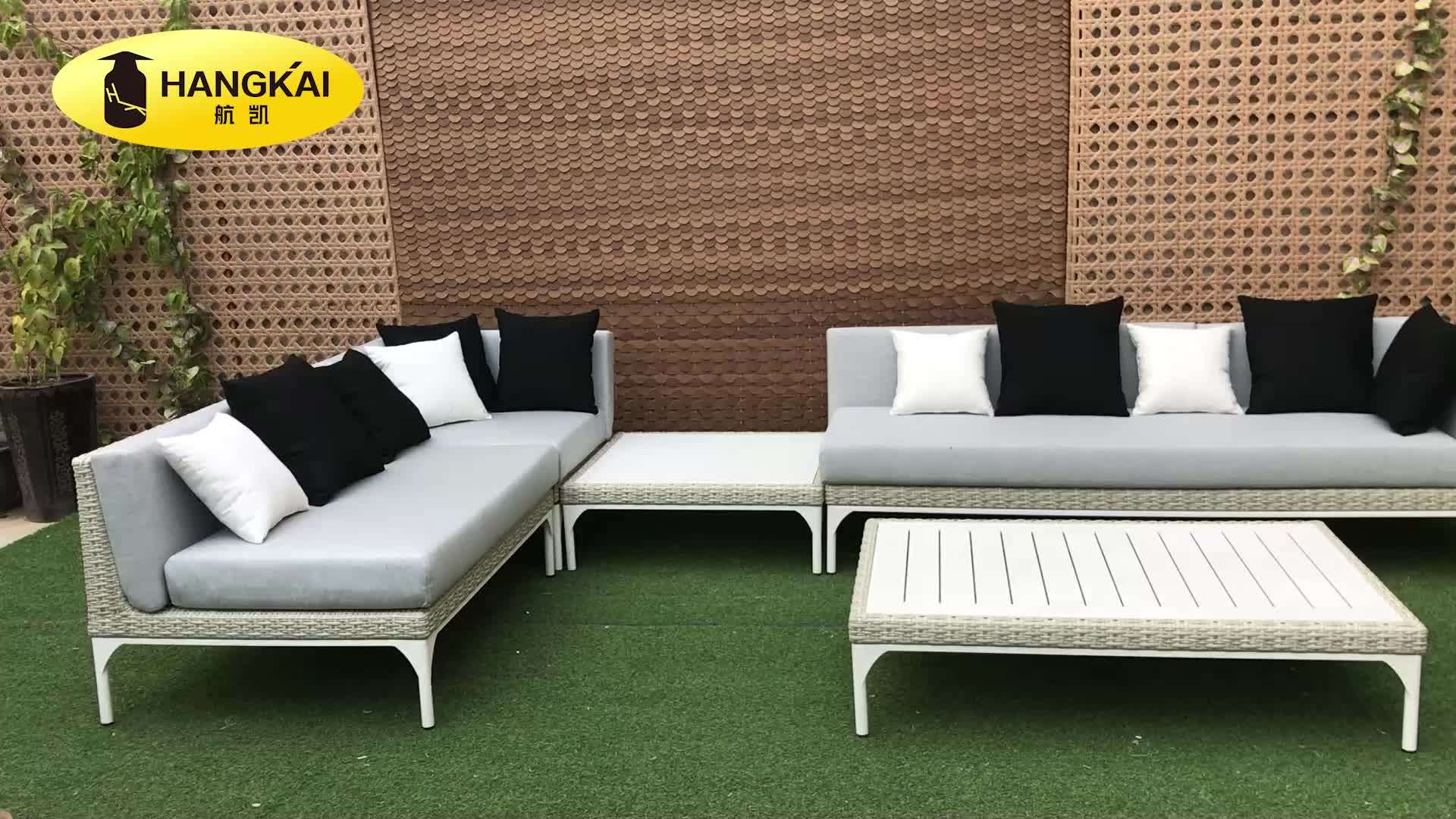 Luxury Style Rattan L Shape Garden Sofa Woven Water Proof Outdoor