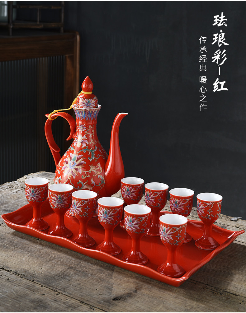 Ликер Cup 六年老店 超20种颜色家用酒壶白酒酒具套装黄酒分酒器一口杯小酒盅烈酒杯中式