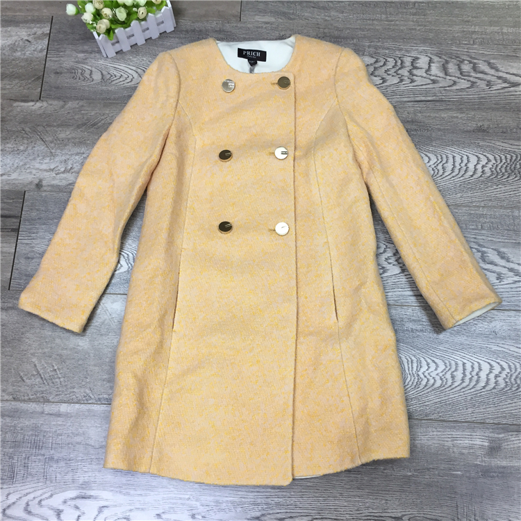 Attachment's P series PRJW68T09C spring and winter fashion commuter style woolen coat slim double-breasted coat