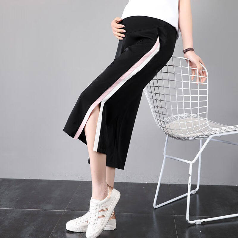 Summer thin Pregnant Woman Pants 7 Pants Outside of Fashion Loose Broadlegged Pants Pregnant 7 Pants Snow Spinning Summer Dress Cool-Taobao