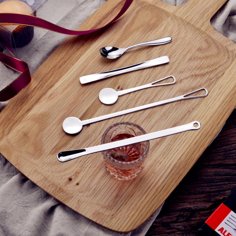 Stirring spoon 304 stainless steel small coffee spoon with hole long handle can hang stick creative cute short mini 10cm