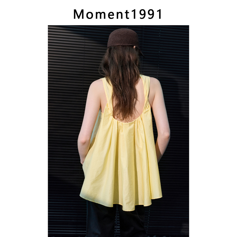 Moment Yellow Loose Backless Sleeveless Vest Top for Women 2026 Summer New Style Unique and Beautiful for Outerwear Moment Yellow Loose Backless Sleeveless Vest Top for Women 2026 Summer New Style Unique and Beautiful for Outerwear