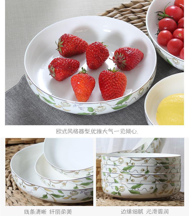 Bộ đồ ăn Trung Quốc xương đĩa sâu tấm ăn tối tấm súp tấm cơm tấm sói nhà risotto tấm Nhật Bản sáng tạo tấm gốm dĩa