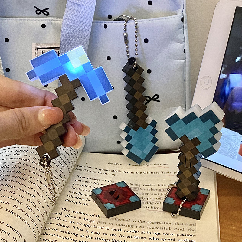 Glowing Pixel-Style Tool Keychain Diamond Pickaxe Axe Pixel-Style Minecraft Pendant Creative Keychain Gift Versatile Glowing Pixel-Style Tool Keychain Diamond Pickaxe Axe Pixel-Style Minecraft Pendant Creative Keychain Gift Versatile