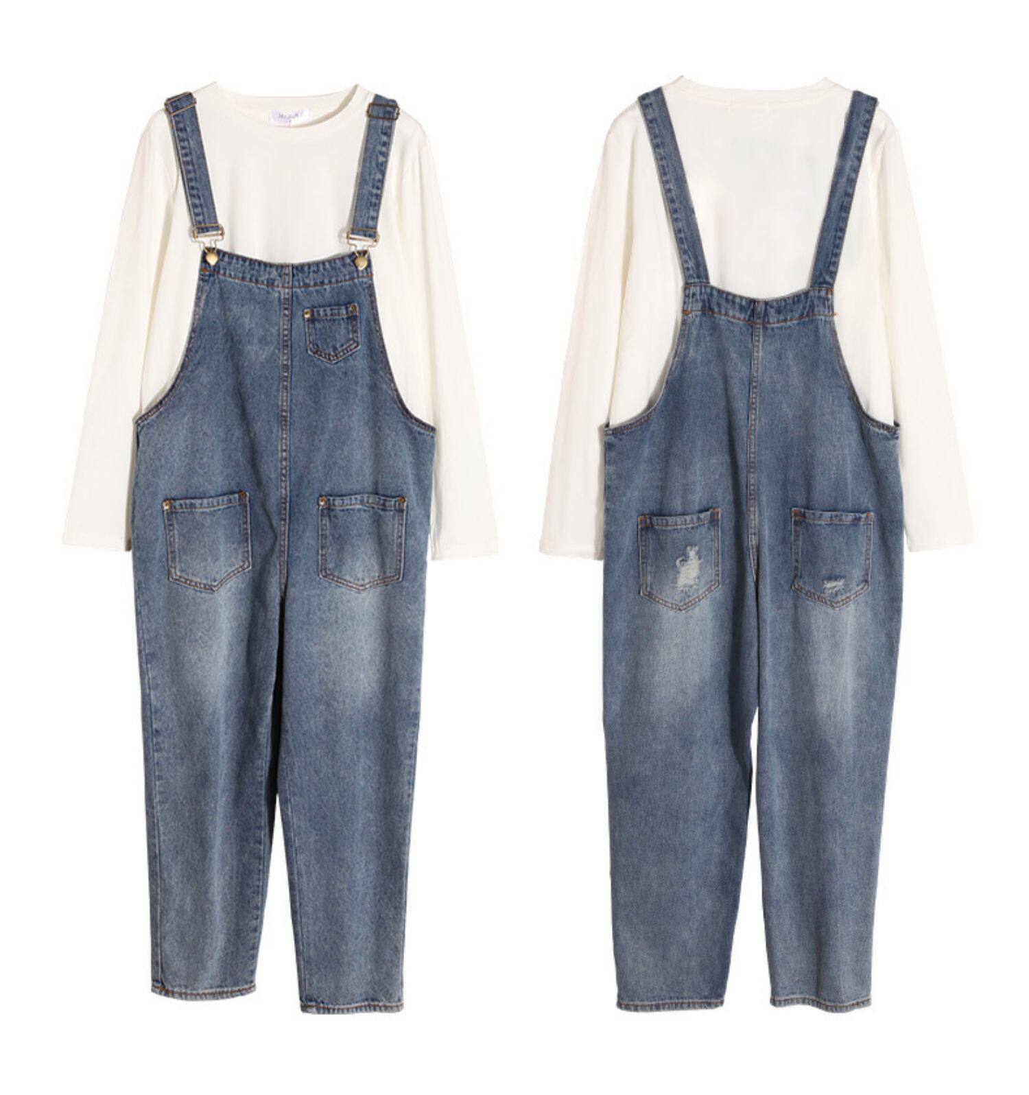 Брюки для беременных 孕妇背带裤套装春秋款2024新款外穿牛仔裤春季孕妇裤子长裤女春装