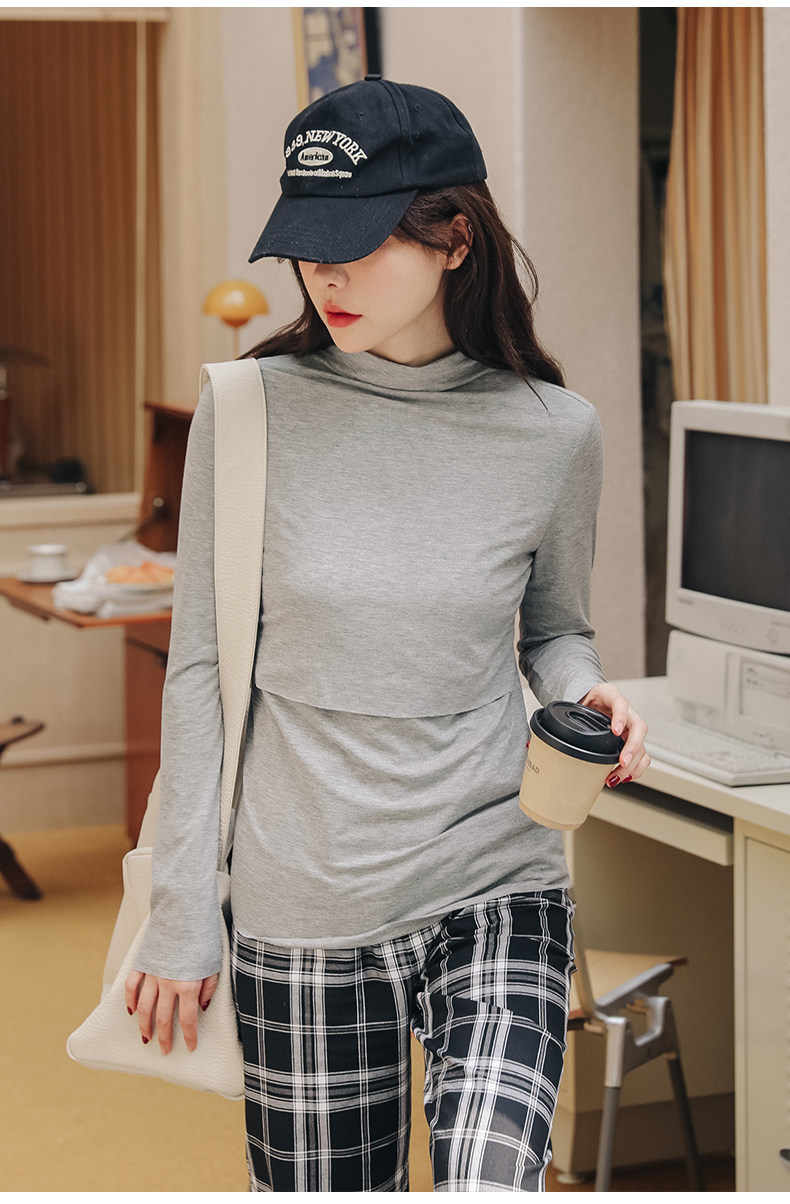 Одежда для отдыха 哺乳衣外出辣妈款可外穿上衣秋季产后喂奶打底衫秋冬月子服孕妇装 M degrees Korea