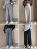 Maternity Pants for Autumn and Winter, Fleece-Lined and Thickened, Suitable for Wearing Outside, Casual Jogger Pants for Winter Pregnancy, Non-Constricting on the Belly, Cuffed Sweatpants