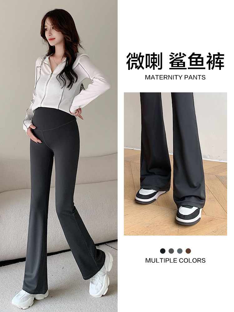 Maternity Pants for Winter, Yoga Pants for Petite Women, Flared Leggings, Autumn and Winter Fleece-Lined Thickened Shark Pants