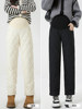 Maternity Pants for Autumn and Winter, Fleece-Lined Imitation down Pants, Winter Thickened Windproof and Warm Cotton Pants, Winter Wear