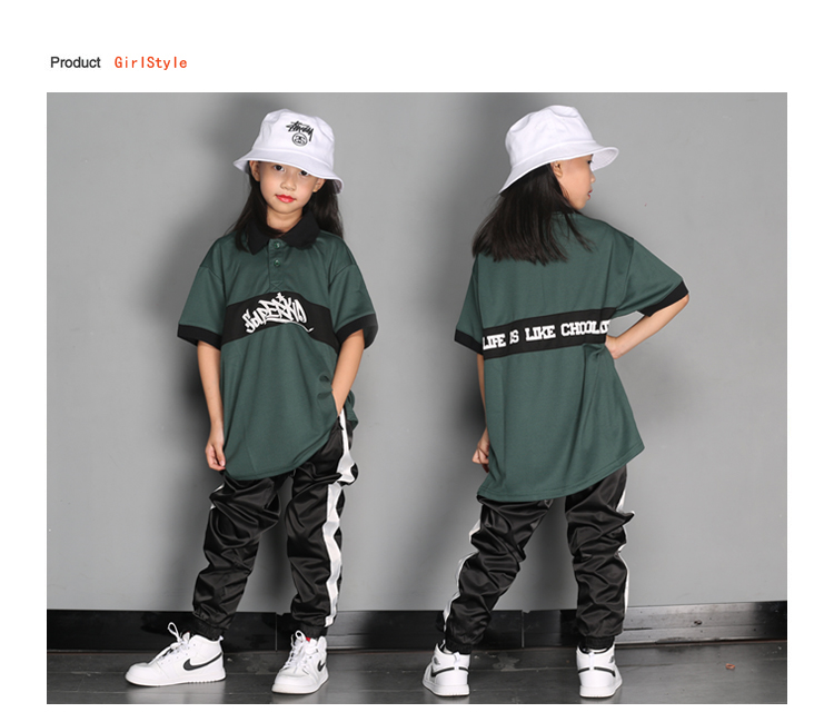 Phiên bản tiếng Hàn mới của trẻ em phù hợp với điệu nhảy đường phố quần hiphop quần ngắn tay cô gái đẹp trai - Trang phục bexinhshop shop