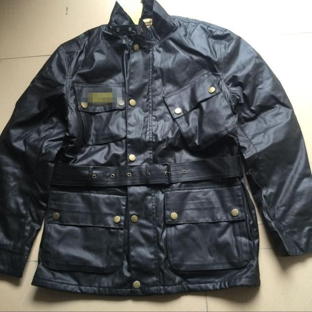 British Retro Preppy Style Men's Canvas Oil Wax Jacket / Layered / Slim Fit Cut Out Jacket Lapel Black Outer Wear