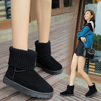 Mùa đông mờ mới len miệng tuyết đôi giày trẻ em booties hai mặc cộng với nhung phẳng ống ngắn giày cotton chống trượt thủy triều giày boot nữ cao gót