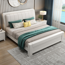 New Chinese modern minimalist solid wood bed 1 8 m 1 5m Soft bunk bed master bedroom with double man bed wedding bed storage large bed