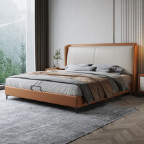 Genuine Leather Bed Willpower Light Lavish Bed Extremely Simple 1 8 m Master Bedroom Wedding Bed Modern Nordic Minimalist Tennis Red Ins Double Bed