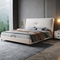 Italian Minimalist Genuine Leather Bed Double Man Bed Master Bedroom 1 8 m Modern Minimalist Storage Soft Bunk Bed Light Lavish Bed