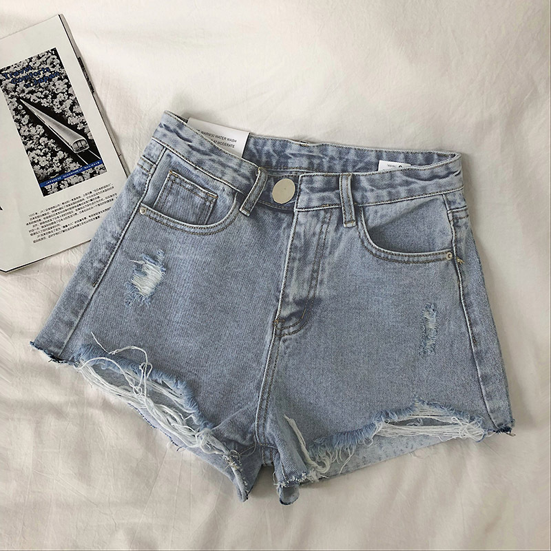 Women's Denim Shorts, Summer Thin Style, Plus Size, Ripped Wide-Leg Hot Pants, Loose Fit, High-Waisted A-Line Pants for Trendy Girls