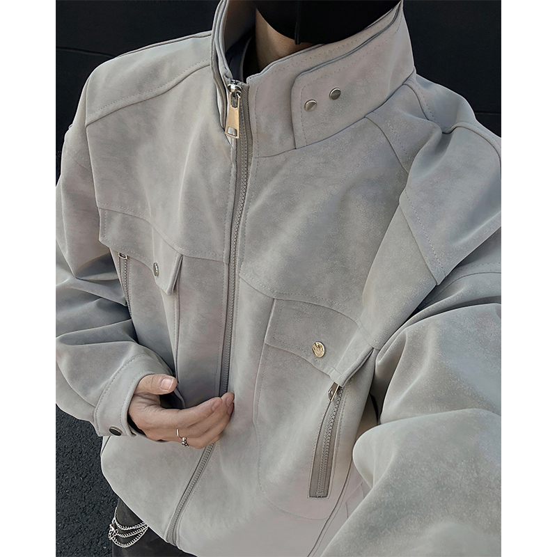 Men's Jacket, Autumn and Winter Thickened Leather Jacket, High-End, Cool and Handsome, American-Style Flight Retro Workwear Pu Leather Clothing
