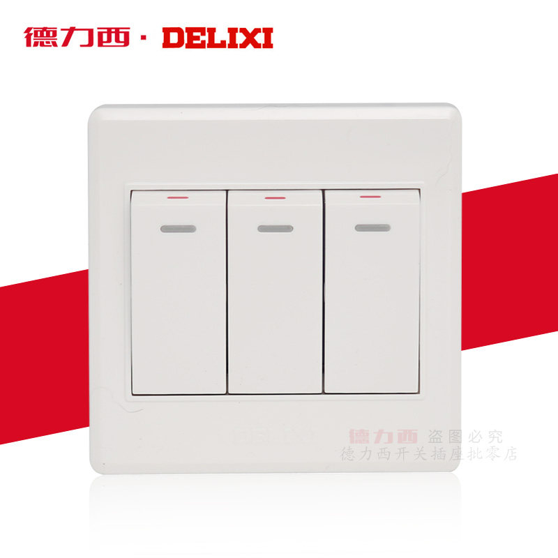 Dresi CD220 switch socket triple switch panel 3 open single control switch three wall power fluorescent switch-Taobao
