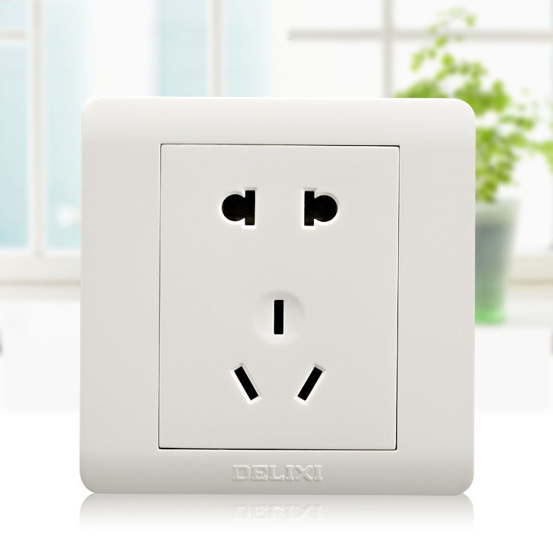 Delixi switch socket type 86 five-hole 10a power supply household wall socket panel