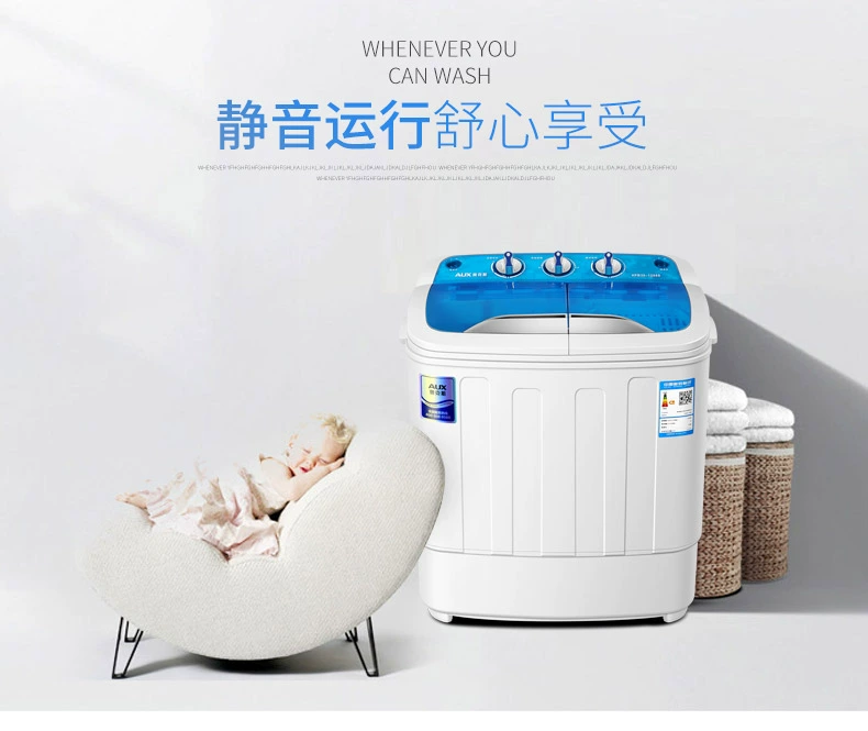 Máy giặt mini mini thùng đôi ký túc xá đôi xi lanh trẻ sơ sinh bán tự động trẻ em với rửa giải khô