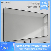  Black frame bathroom mirror wall sticker Self-adhesive Nordic bathroom mirror wall-mounted bathroom mirror Bathroom wall sticker vanity mirror