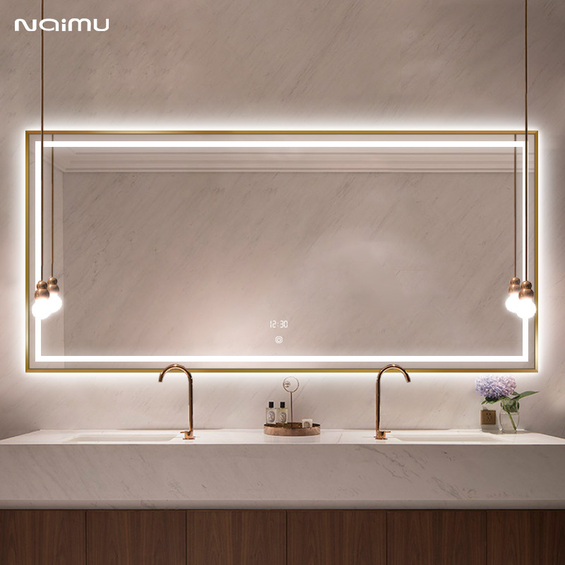 Powder room mirror Nordic smart mirror Wall-mounted bathroom mirror Wall-mounted LED light-emitting anti-fog mirror Toilet mirror