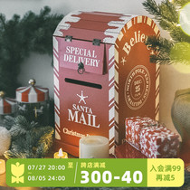 Nordic retro style wooden floor-to-ceiling mailbox Christmas indoor cafe window scene layout ornaments