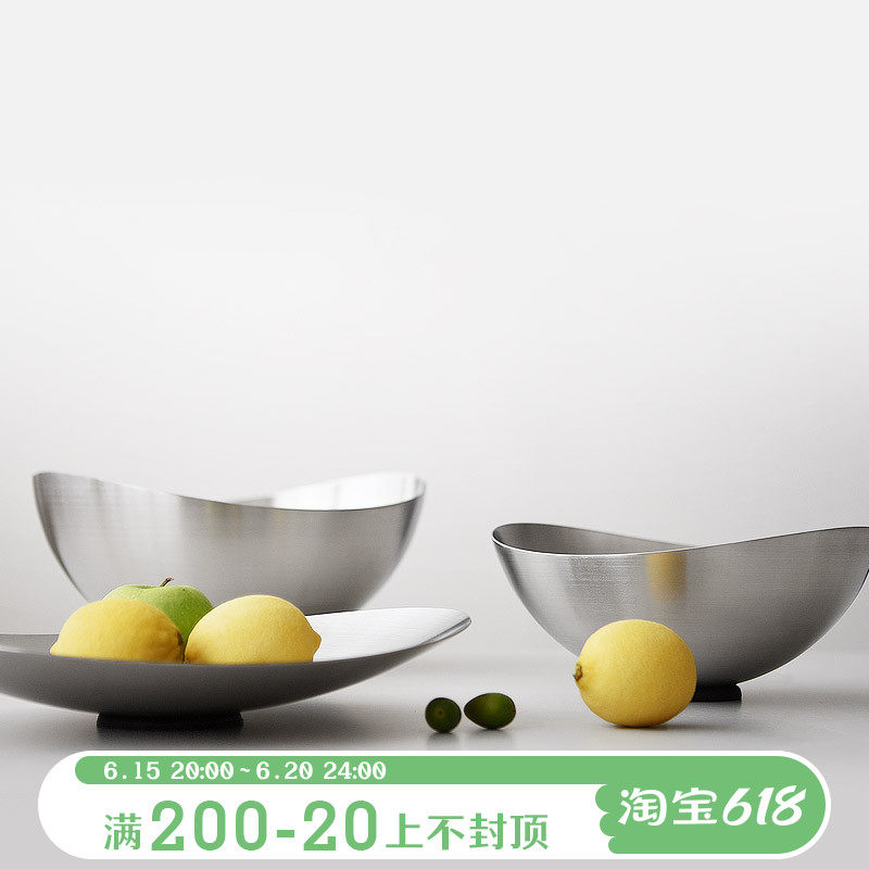 Nordic Ins Style Outlet German Light Lavish Creative Fruit Pan Fruit Basket Snacks Basin 18-10 Food Grade Stainless Steel