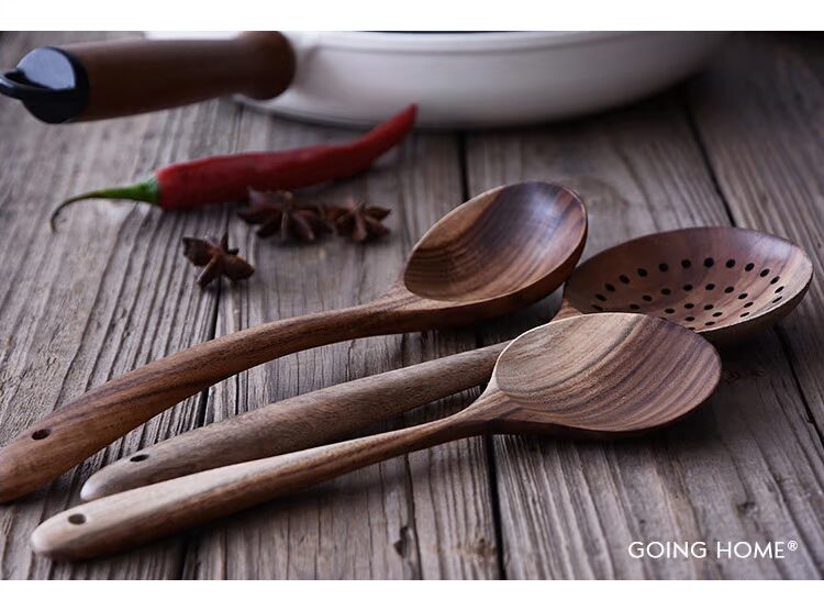 Gỗ tếch Thái không dính gỗ xẻng thìa colander gạo muỗng súp thìa dầu thìa khuấy thìa gỗ rắn dụng cụ nhà bếp - Phòng bếp kệ gia vị inox 304