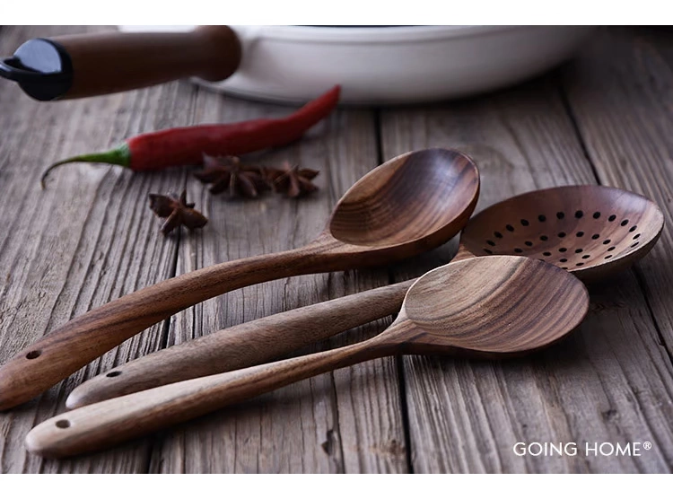 Gỗ tếch Thái không dính gỗ xẻng thìa colander gạo muỗng súp thìa dầu thìa khuấy thìa gỗ rắn dụng cụ nhà bếp - Phòng bếp